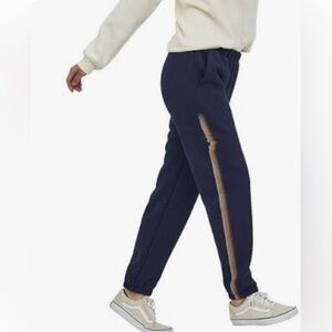 Patagonia fleece lined stripes sweatpants navy blue